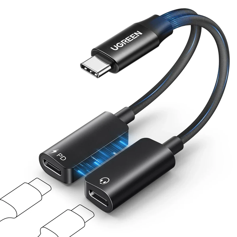 UGREEN USB-C Splitter 1-in-2 - Headphone & Charger Adapter 60W PD