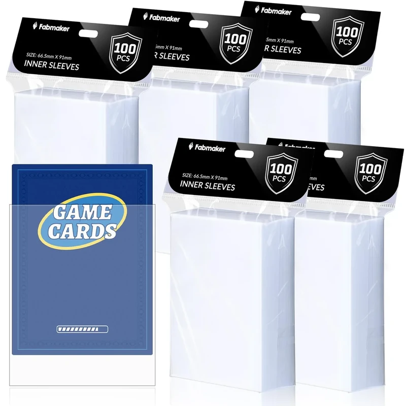 500 Pack Inner Card Sleeves, Premium Clear Inner Sleeves for Double-Sleeving, Protect All Your Standard Card, Trading Cards, Never Tear 64x89mm
