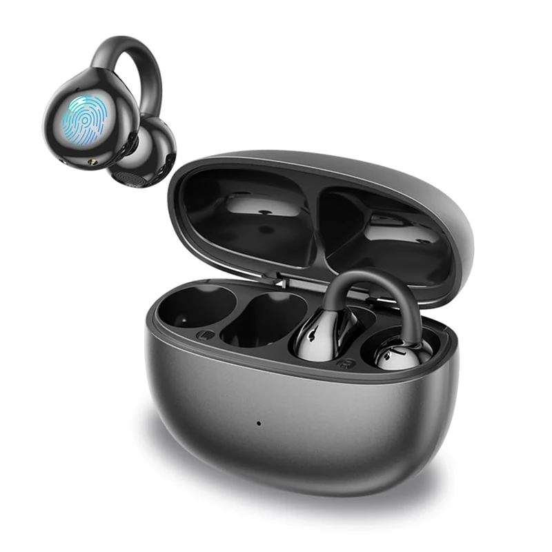 Open Ear Clip Headphones, Wireless Earbuds Bluetooth 5.4 The Over Ear Buds Earphones Built-in Mic with Ear Hooks, 36H Playtime,for iOS and Android (Black)