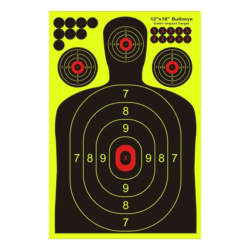 PTPHJEG 12x18 inch Silhouette Splatter Targets - Bright Fluorescent Yellow Easily seen on Impact When Hitting Target for BB Guns, airguns, Rifles, Indoor and Outdoor ranges (50 Pack)