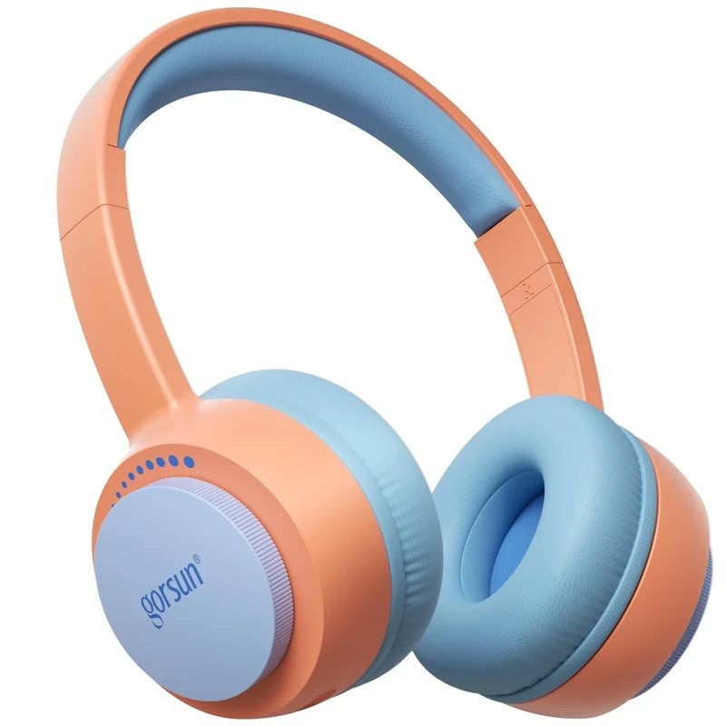 gorsun Kids Bluetooth Headphones, Toddler Headphones 85 dBA Safe Volume, 45 Hours Playtime, with Mic, Bluetooth 5.3, Kids Wireless Headset for iPad/Tablet/Travel/School, ldeal Gift (Orange)