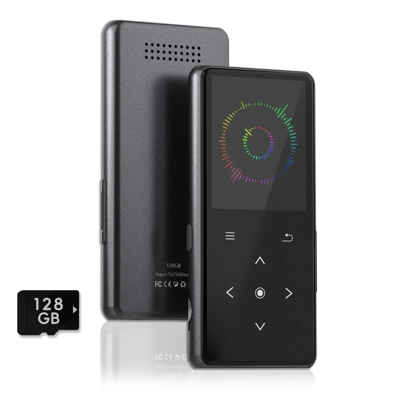 128GB MP3 Player with Bluetooth, Portable Music Player with Built-in Speaker, Enjoying Your Digital Music and Audiobooks Anytime,Includes FM Radio,Recorder,E-Book,and Comes with Earphones