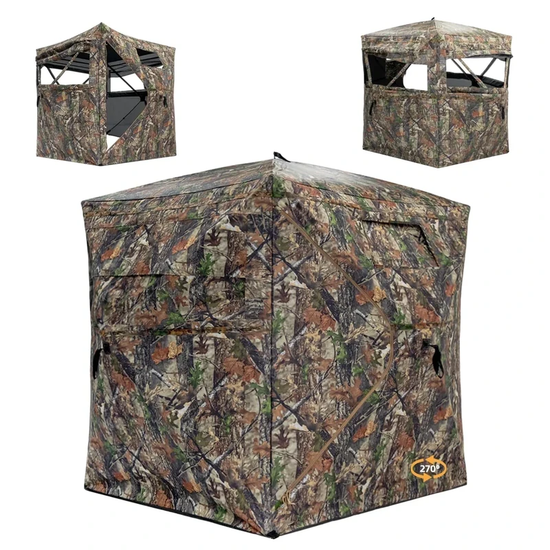 JOMAILIEEL 270 Degree See Through Ground Blinds for Deer and Turkey, Pop Up Deer Blind with Portable Carry Bag and Quiet-Fast Setup (2-3 Person)