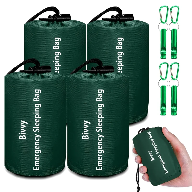 Emergency Sleeping Bag Survival Bag, Cymuber Portable Waterproof Thermal Bivy Sacks Tac Bivvy Bags,Camping Mylar Sleeping Bag Survival Gear Emergency Blankets Survival Shelter