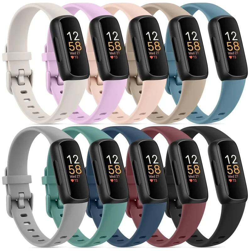 10 Pack Fitbit Inspire 3 Bands - Soft Silicone Adjustable Sport Replacement Straps for Women & Men (10 Pack)