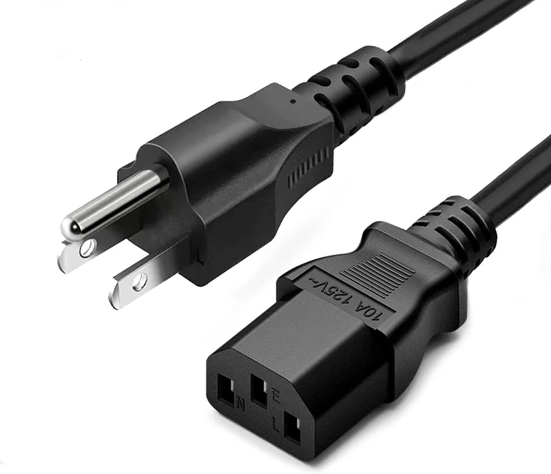 Lordtronics 3ft 10A 125V Black 3-Prong Power Cord - TV, PC, Laptop