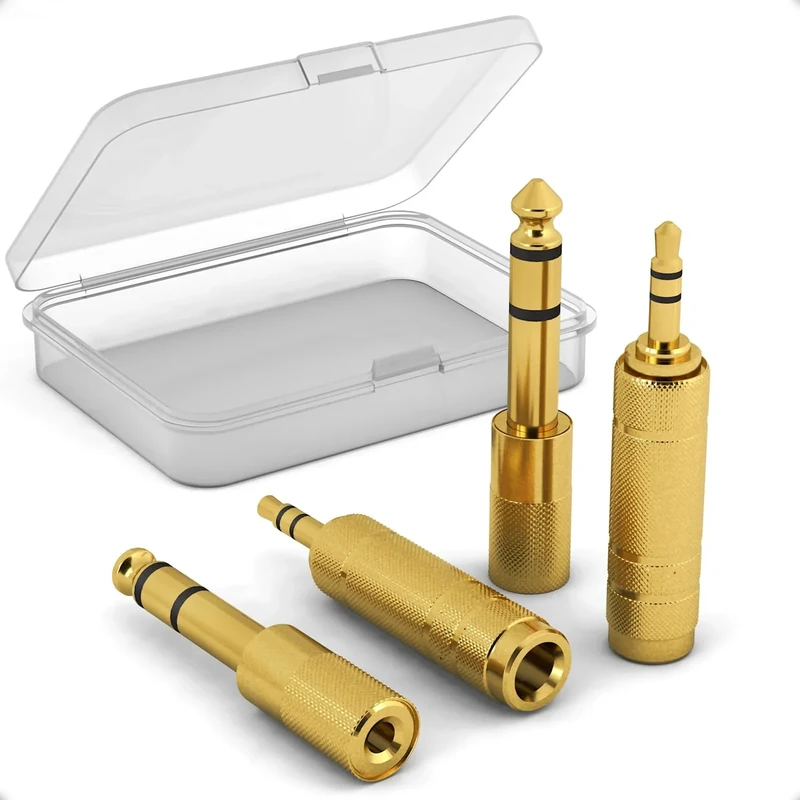 IIISOGNO 3.5mm to 1/4" TRS Adapter Set, Audio Converter for Electric Guitar/Keyboard/Mixer/Amp Amplifier/Bass/Headphone/Headset, 6.35mm to 1/8" Balanced Jack Connector for Laptop/Tablet/PC