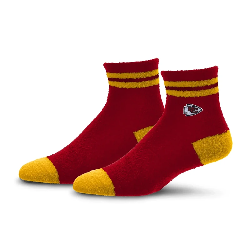 For Bare Feet NFL KANSAS CITY CHIEFS Cozy Two Stripe Quarter Sock Team Color OSFM