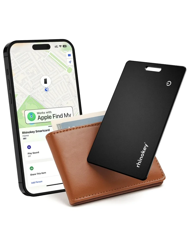 Rhinokey iOS Wallet Tracker - 1.8mm Thin Waterproof Find My Tag