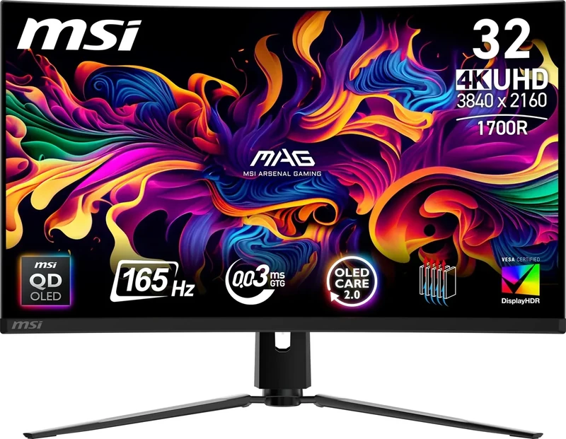 MSI MAG 321CUP QD-OLED 32" 4K Monitor - 165Hz, HDMI 2.1, HDR Black 400