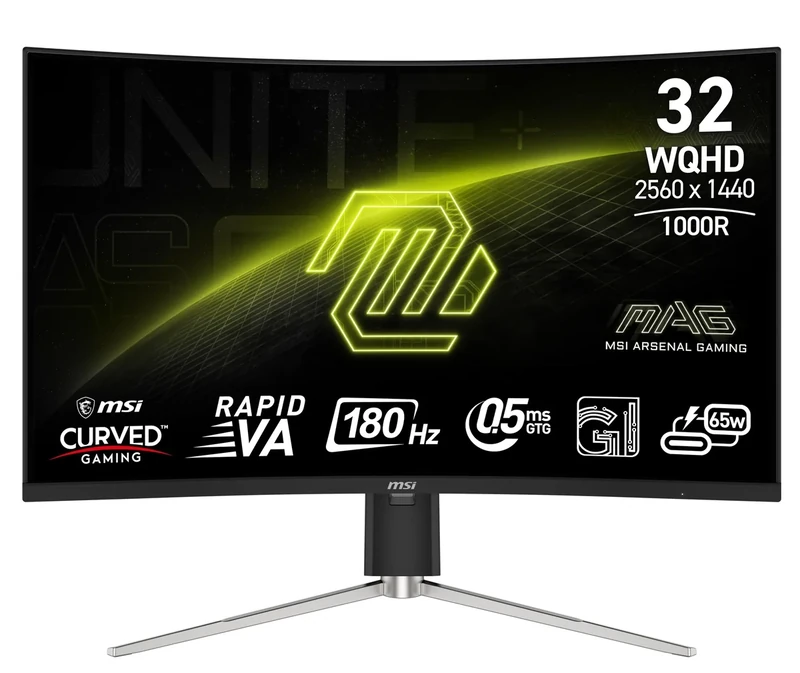 msi MAG 325CQRF QD E2 31.5-inch 2560 x 1440 (QHD) Computer Monitor, 180Hz, Adaptive-Sync, HDMI, DP Port, VESA Mountable, Tilt, Speaker, 0.5ms, Black