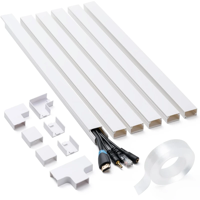 CADONO 94.5in Cord Hider Kit - White Cable Cover for Wall TV
