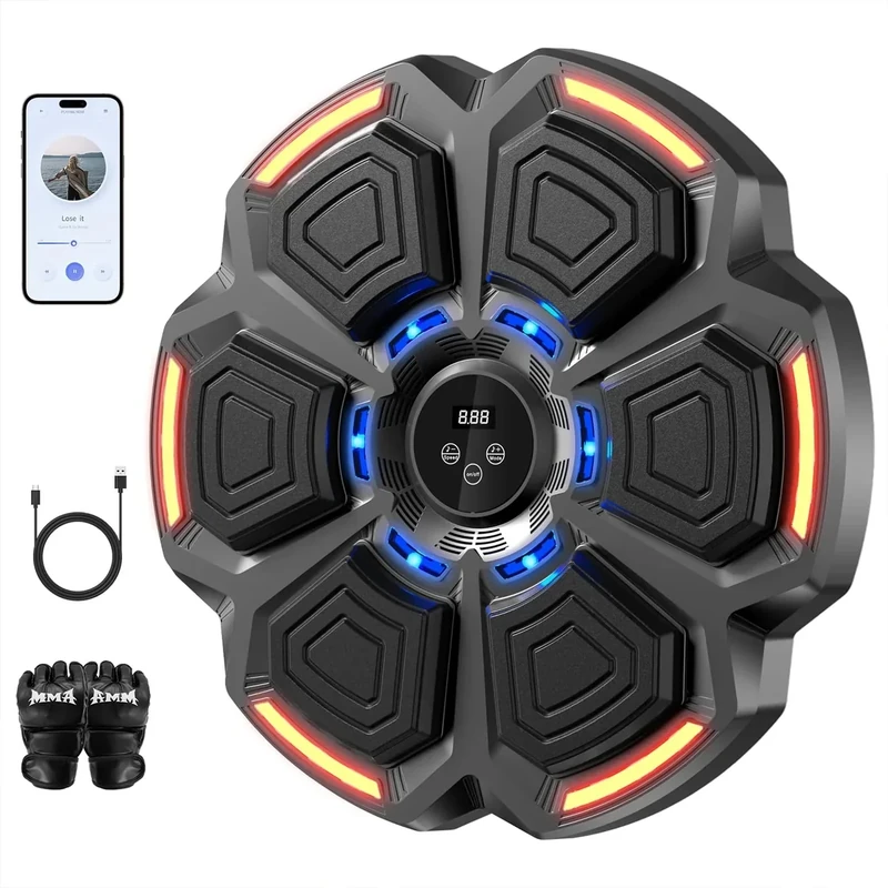 Music Boxing Machine for Adults Kids,Smart Boxing Pad Training Machine,Wall Target Punching Workout for Kids,Reflex Training Suitable for Home,Office,Gym,Fun Fitness Equipment