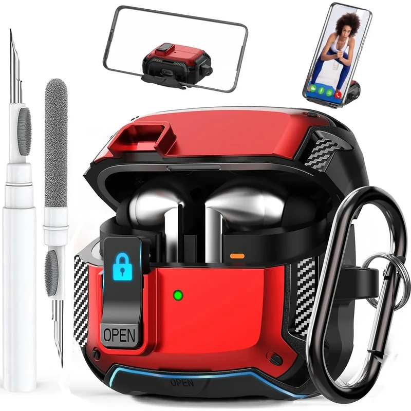 Olytop Galaxy Buds 3 Pro/3/FE Case - Stand, Lock Clip, Carabiner