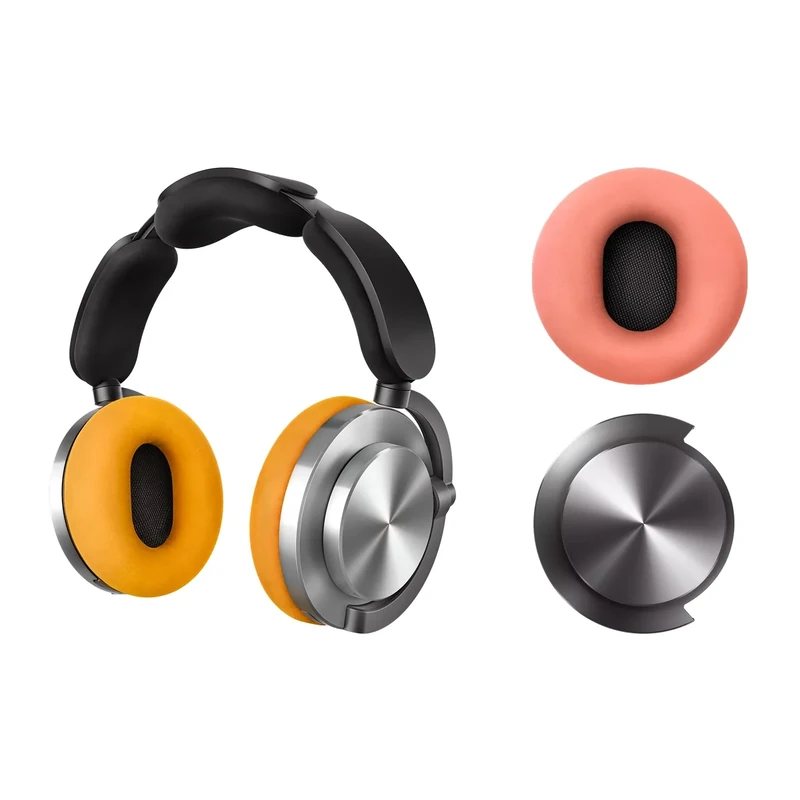 Bundle - Dyson OnTrac™ Over Ear Wireless Headphones in CNC Aluminum with Oyster Pink Ear Cushions + Black Nickel Ear Caps - Noise Cancelling, Up to 55 Hours Battery Life(2), Customizable