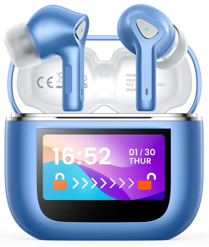 TWOSKY Bluetooth 5.3 Earbuds - 50H Playtime, IPX7, LED Touch Case