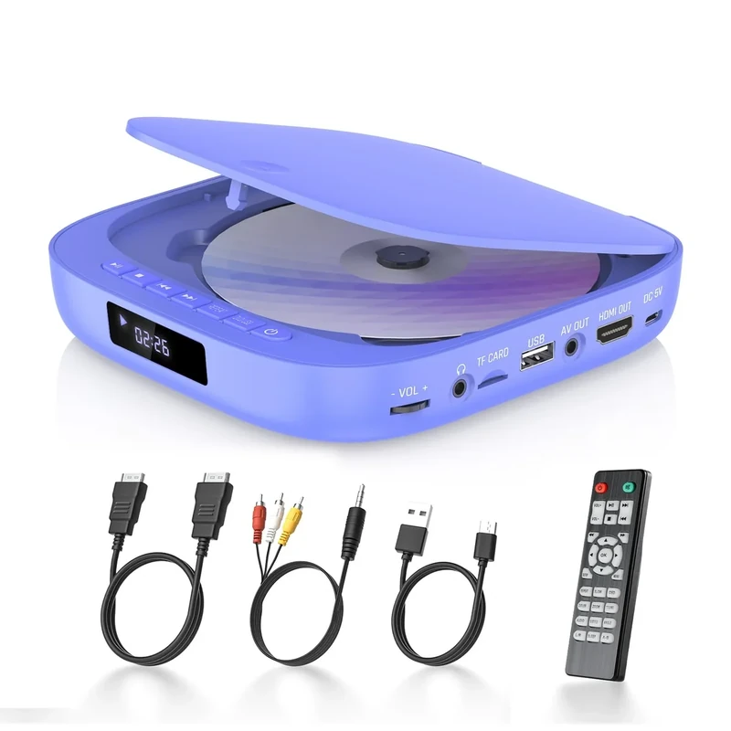 DVD Players for TV Desobry Mini DVD Player HDMI RCA Output 1080P HD All Region Free DVD CD Player with Remote Control, Compact Disc Player for Smart TV Support USB/TF Card, PAL/NTSC