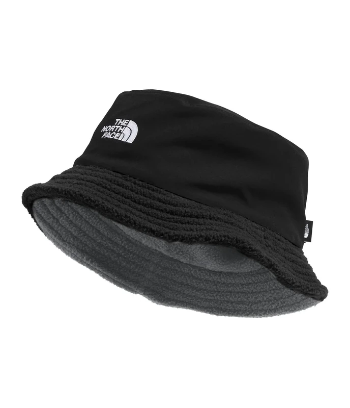 The North Face Yumiori Bucket | Fleece Winter Hat for Men & Women, Adjustable Fit, Water Repellent, Recycled Fabric, TNF Black/Smoked Pearl, Small/Medium