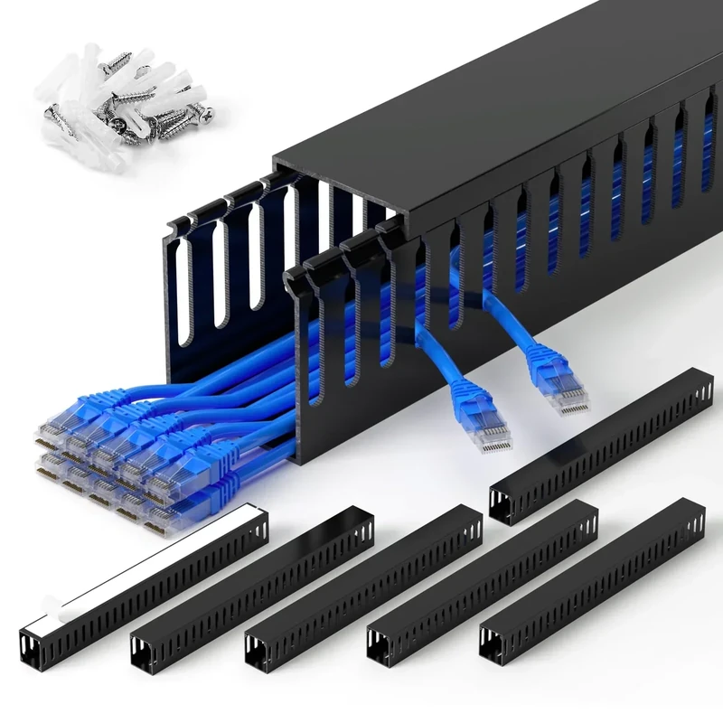ZhiYo 99in (6x16.5in) Server Rack Cable Raceway - 2.4x2in PVC, Capacity