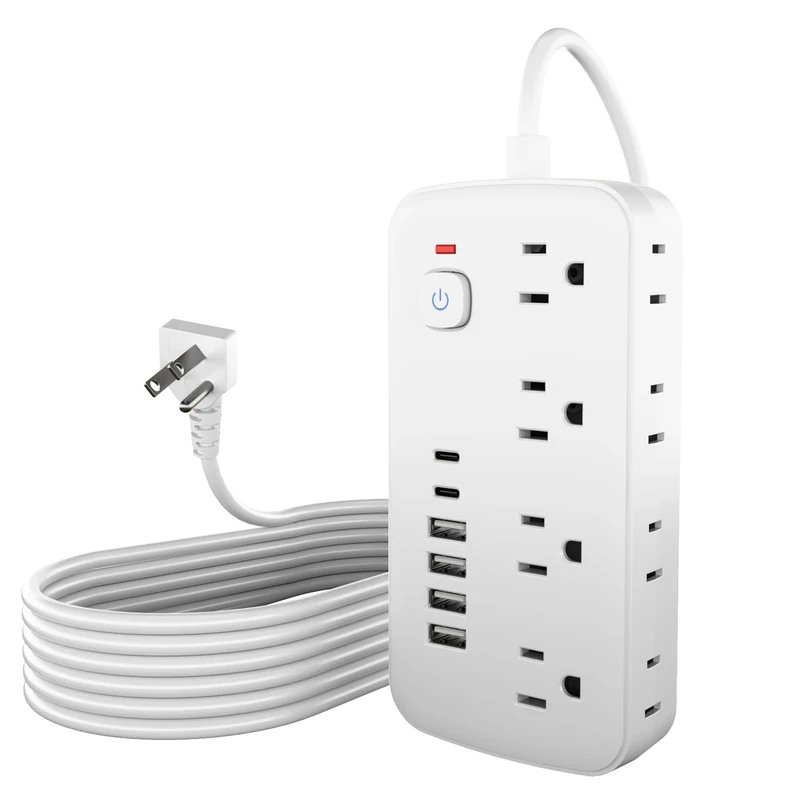 JouleLoom 14-in-1 Protector - 8 AC Outlets, 6 USB (4A/2C), 1080J, 10ft