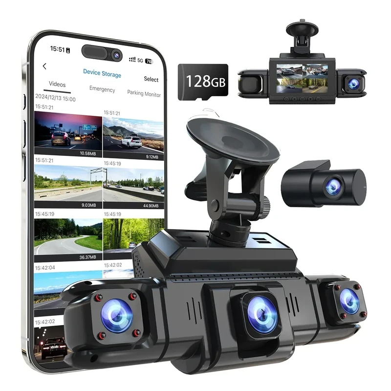 ZMOPO 4-Channel 1080P Dash Cam GPS, 5G WiFi, Wide Angle, 128GB Card