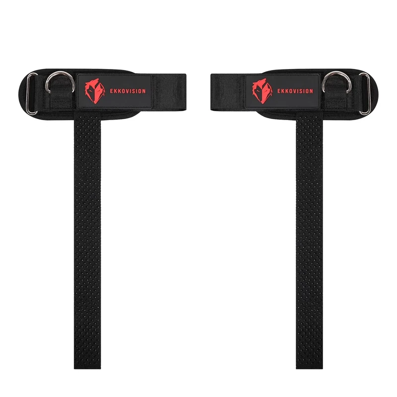 Ekkovision Weight Lifting Straps With Cuffed D Ring, Wrist Support, Heavy Duty Thick Comfortable Lifting Straps, Secure Fit, Enhanced Grip, Black