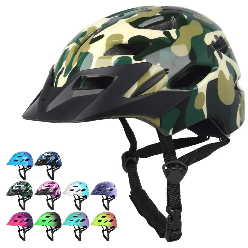 Kids Bike Helmet,Bavilk Kids Boys Girls Bike Helmets with LED Light Detachable Visor Children Youth Teen Multi-Sport for Skating Cycling Scooter Skateboard Adjustable & Lightweight 19.7"-22.4"