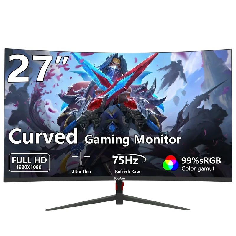 Sealan 27" Curved Gaming Monitor - FHD 1920x1080, 75Hz, 1800R, HDR