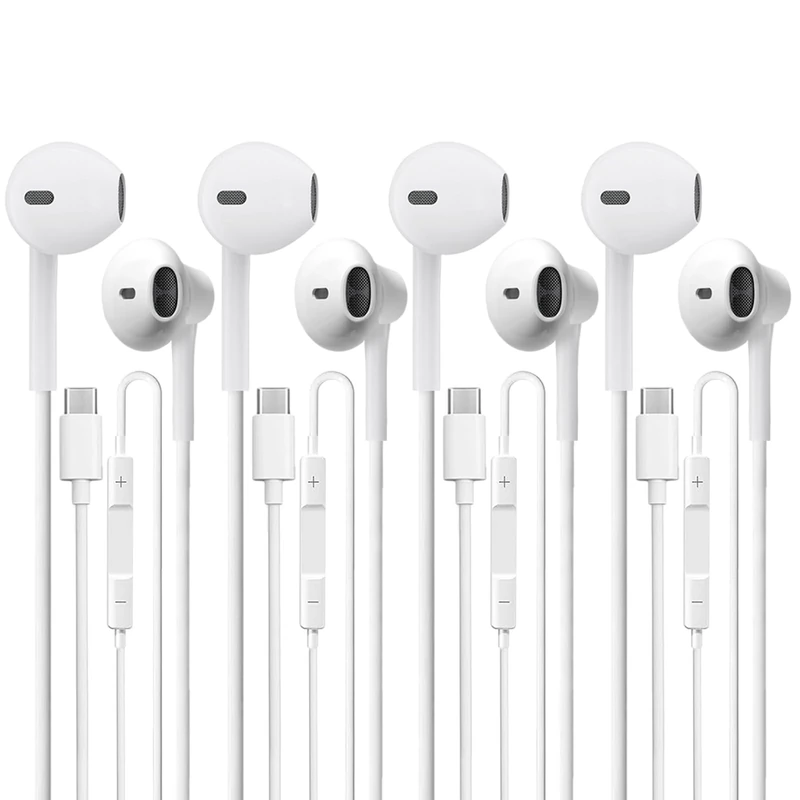 USB C Headphones 4 Pack，USB Type C Earbuds HiFi Stereo USB C Wired Earphones with Microphone Volume Control Compatible with Samsung Galaxy S23 S22 S21 Google Pixel 6 5 4XL/iPad Pro