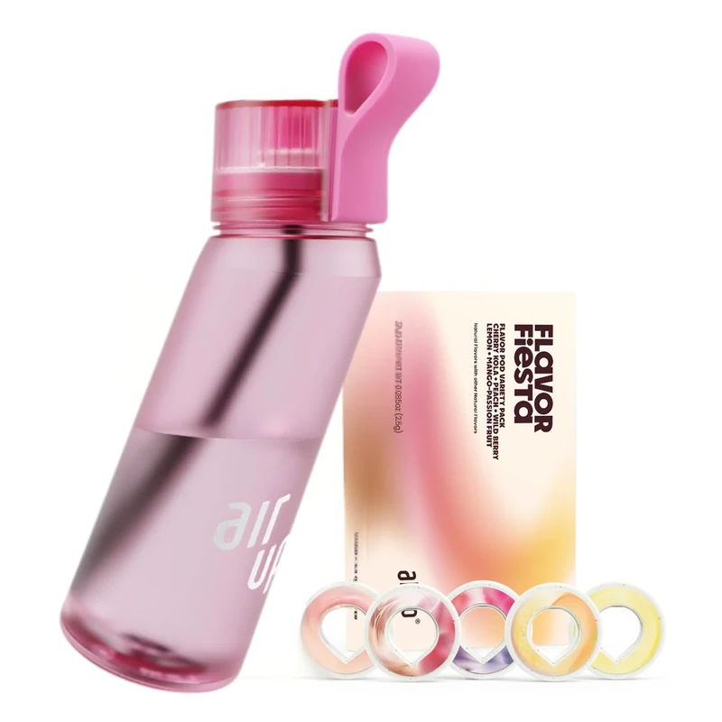 air up water bottle (22 oz) for school, sports, gym | includes 5 scent pods & straw | flavored bottle in hot pink – also for kids, boys, girls | no calories, sugar-free and suitable for carbonation