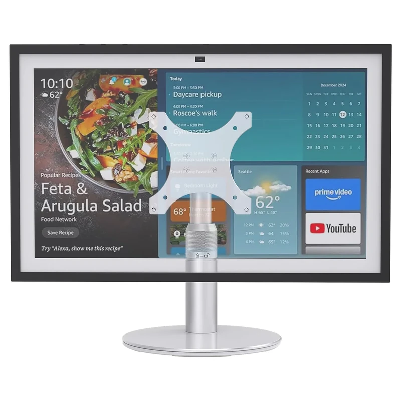 Letlar Tiltable Stand for Echo Show 21 and Show 15 (1st, 2nd Gen), Rotatable Table Holder for Alexa 21, Metal Desktop Base for Echo 15