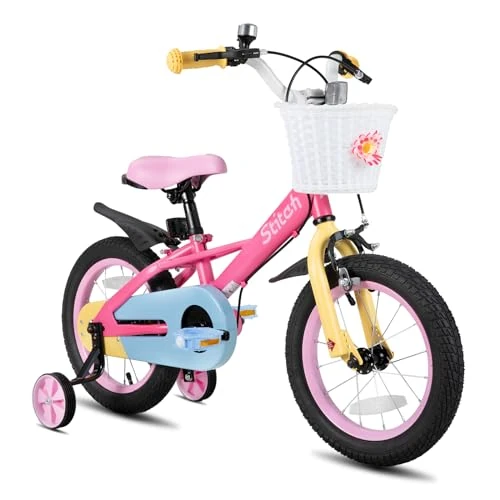 JOYSTAR 14 Inch Girls Bike with Training Wheels for 3 4 5 Years Old Kids Rainbow Bike with for Early Rider Birthday Gift Children Bicycle Purple