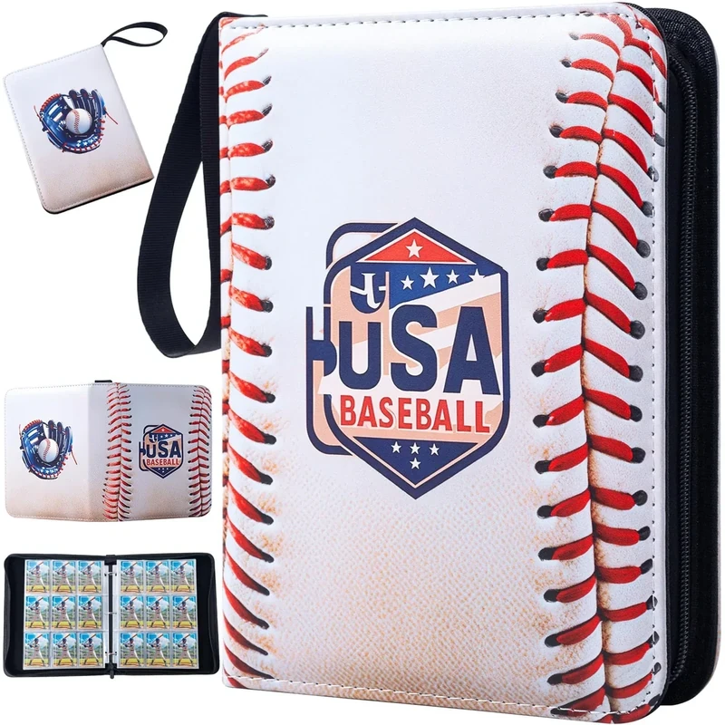 TRUGQ Baseball Card Binder,9 Pocket Sports Card Binder with 50 Removable Sleeves Can Hold 900 Cards,3-Ring Zipper Baseball Card Album for Standard Size Cards,Game Cards, Sports Cards 2024