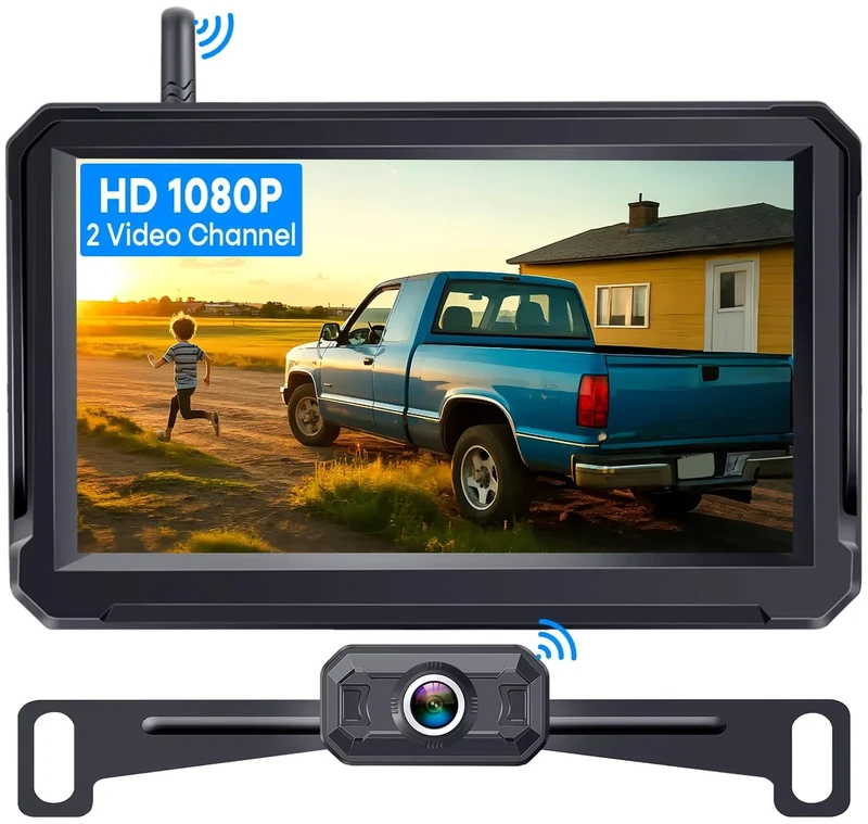 Wireless Backup Camera for Trucks: 5 Inch 1080P HD Display, Backup Camera for Car,Truck, IP69K Waterproof, Night Vision, Dual-Camera Support, DIY Installation, Customizable Parking Lines Befumly H21