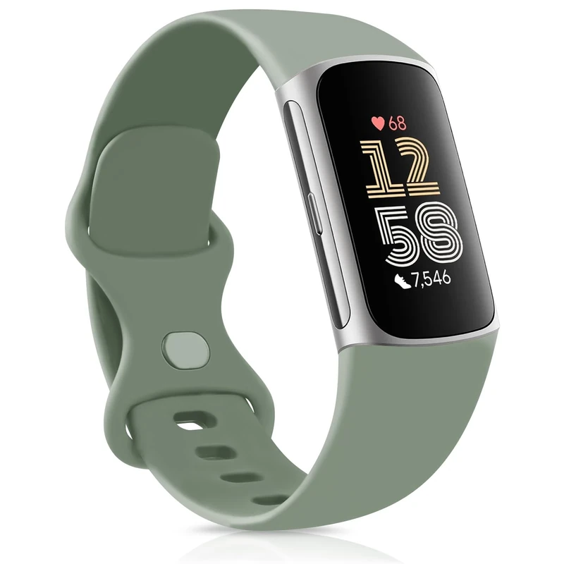 Meliya for Fitbit Charge 6 / Charge 5 Bands Women Men, Soft Silicone Adjustable Wristband Replacement Sport Straps for Fitbit Charge 5 / Charge 6 (Green, Small)
