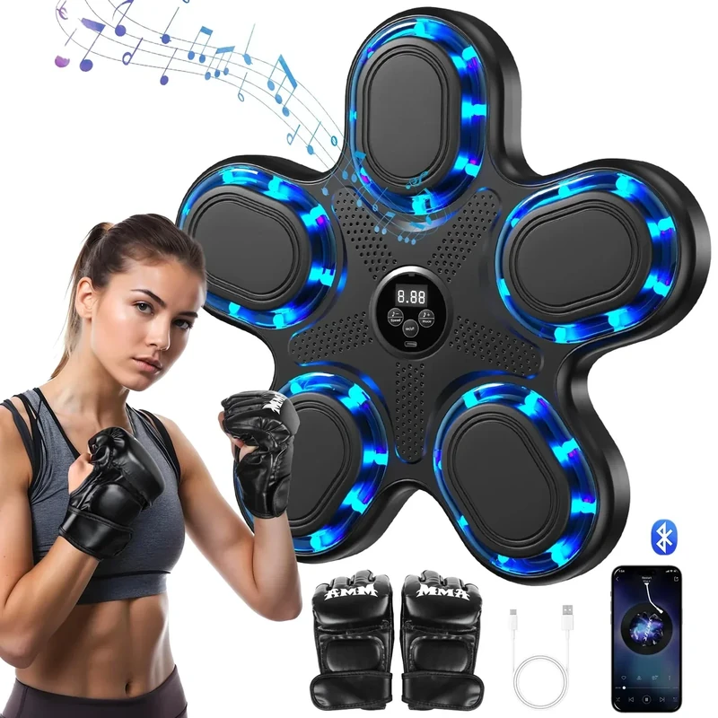 2026 Upgraded Music Boxing Machine - Smart Bluetooth Wall-Mounted Fitness Gear with Punch Counter, Adjustable Speed, Premium Gloves Included - Home/Office Workout & Stress Relief Companion