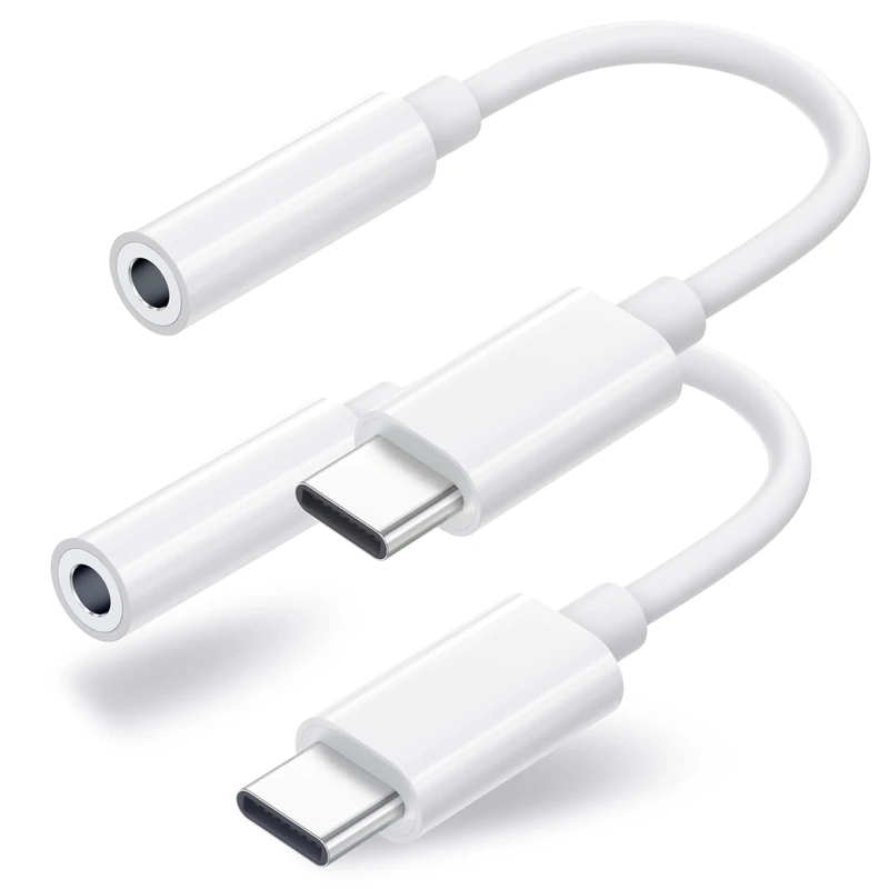Duyasurs 2 Pack USB C to 3.5mm Headphone Jack Adapter, USB C to Aux Audio Dongle Cable Cord Compatible with iPhone 17/16/15 Pro/15 Pro Max, iPad Pro, MacBook, Samsung S21-24, Pixel 7/6/5