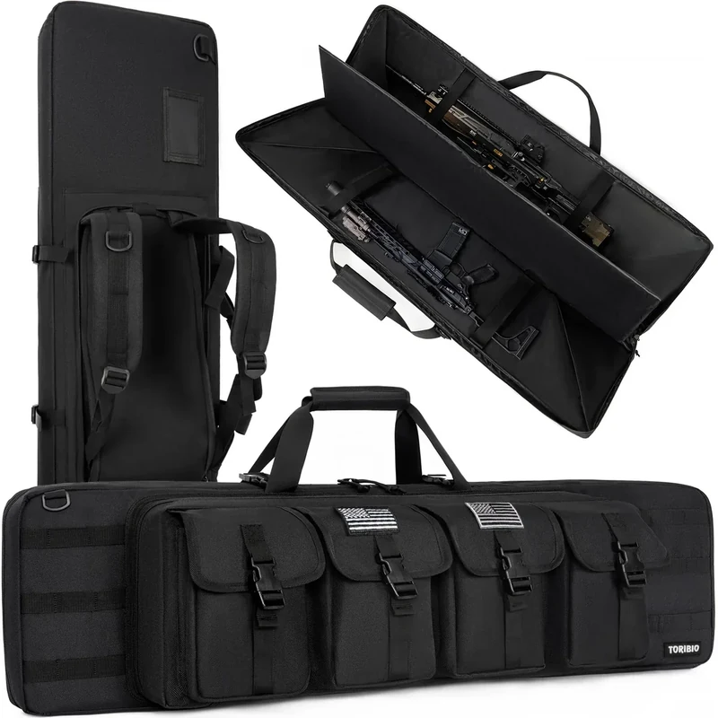 TORIBIO Double Rifle Case Soft Bag Gun Case, 34" Tactical Rifle Pistol Firearm Storage for Transportation and Hunting Shooting Range, Long Rifle Backpack for Indoor Outdoor