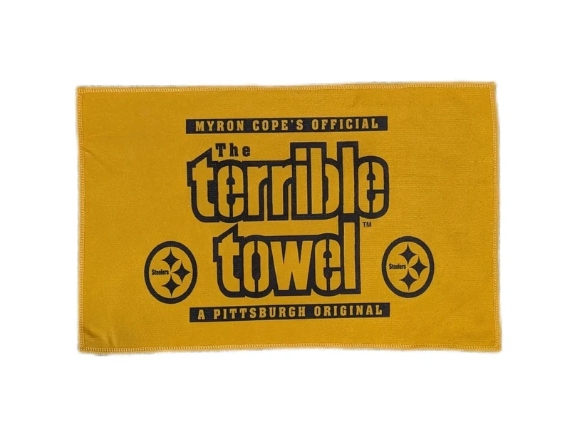 Microfiber Steelers Hand Towel- Super Absorbent Microfiber-Terrible Towel Style- 11inches by 18inches-Pittsburgh Colors Black and Yellow-