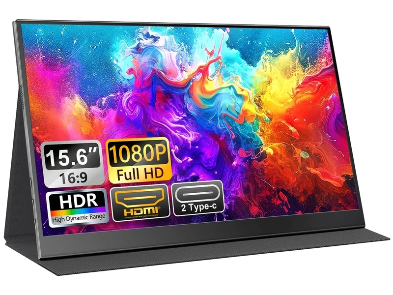 UFYQL 15.6" FHD Portable Monitor - IPS 1080P, USB-C/HDMI, Speakers