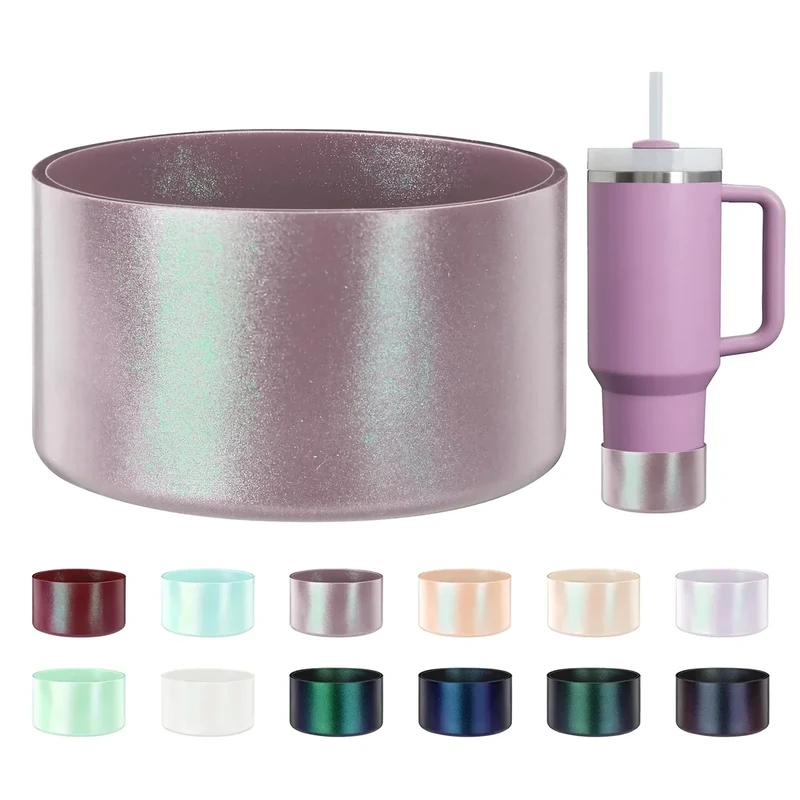 ZXFYE Glossy Gradient Silicone Boot, Compatible with Stanley H2.0 20-40oz & IceFlow 20-30oz, Chameleon Metallic Shimmer Cup Sleeve Protector for Hydroflask and Bottle Bottom with 2.8-3in