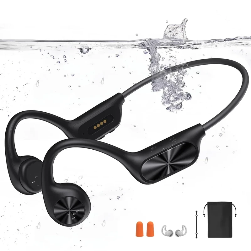 Dnniakm Bone Conduction Swimming Headphones - IPX8, 32GB MP3