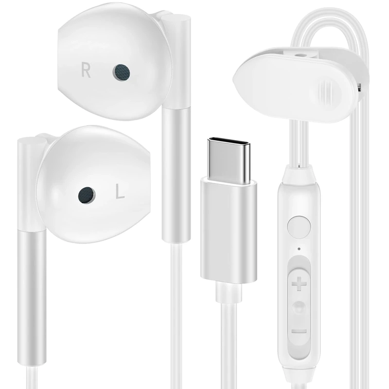 VIFIGEN USB-C Wired Earbuds for Samsung, iPhone & Pixel - In-Ear Mic