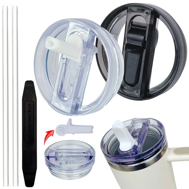 2 Pack 30 oz Tumbler Detachable Flip Straw Lid Replacement Fit for Stanley Quencher ProTour,Leak Proof Lid Compatible with Stanley Cup,No Spill Flip Top Tumbler Cover for Stanley Cup Accessories