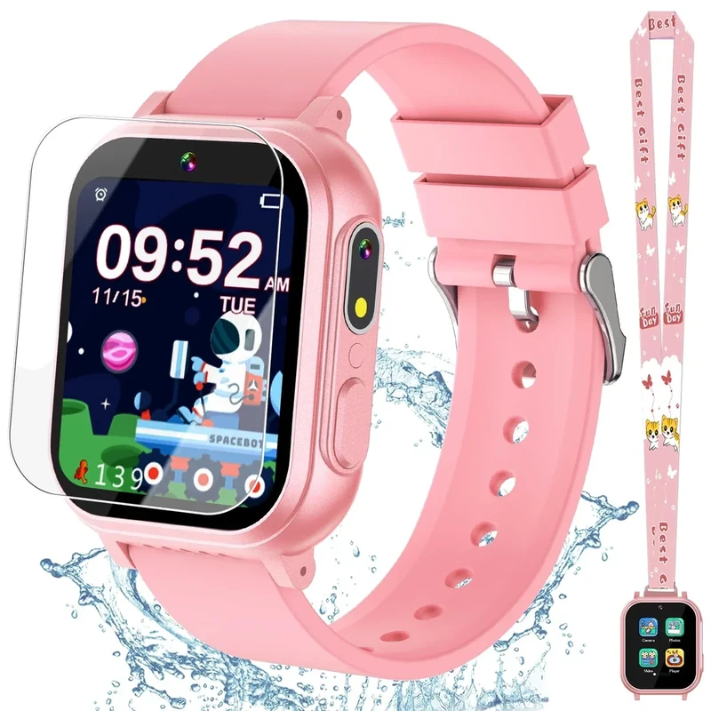 Dolwenqi Kids Waterproof Smart Watch - Dual Camera, 32 Games, MP3