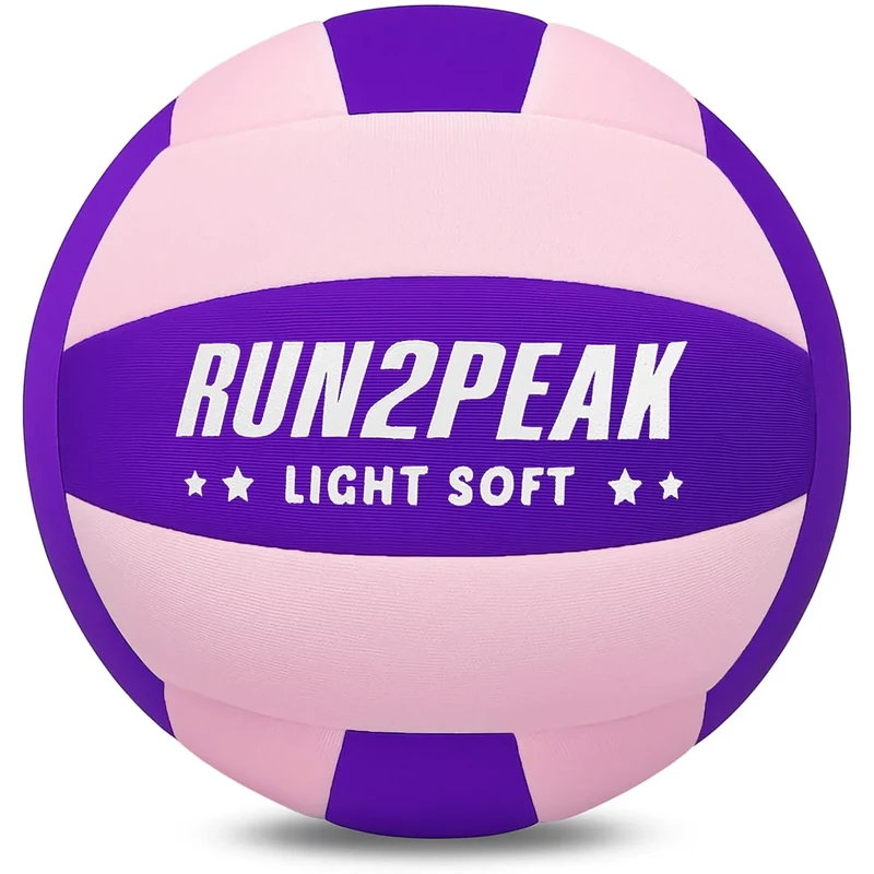 RUN2PEAK Super Soft Light Volleyball - Safe and Quiet Fabric Volleyball Ball for Indoor Play - Official Size 5 Kids Youth Beginners Lightweight Volleyballs Trainer for House Yard Training Practice
