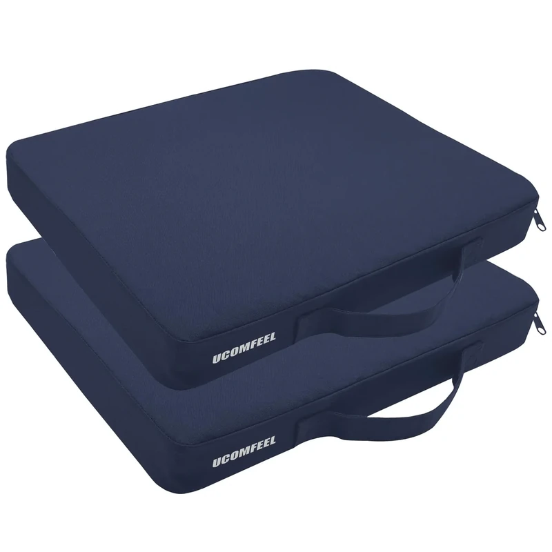 UCOMFEEL Portable Bleacher Seat Cushions with Handle, 2 Inches Thick, Waterproof Oxford Fabric, Zipper Design, Set of 2 (Blue)