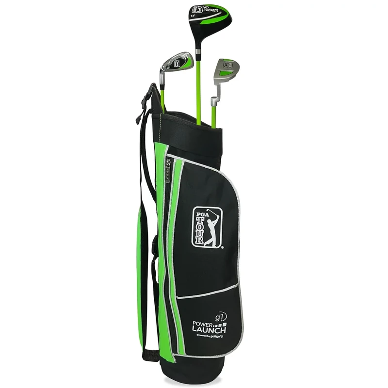 PGA Tour Kids Golf Club Set for Ages 3-5 (3’6”-4’1”) – Left Handed Junior Beginner Starter Set with Driver, 7 Iron, Putter & Lightweight Stand Bag – Youth Golf Clubs for Boys & Girls by Golfgen