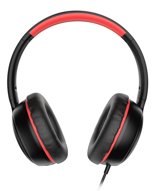 weneed Kids Headphones Wired with Microphone, Over Ear 85/94dB Volume Limited Headphones with Share Port, Stereo Sound Foldable Headset for Teens/Boys/Girls-Black Red