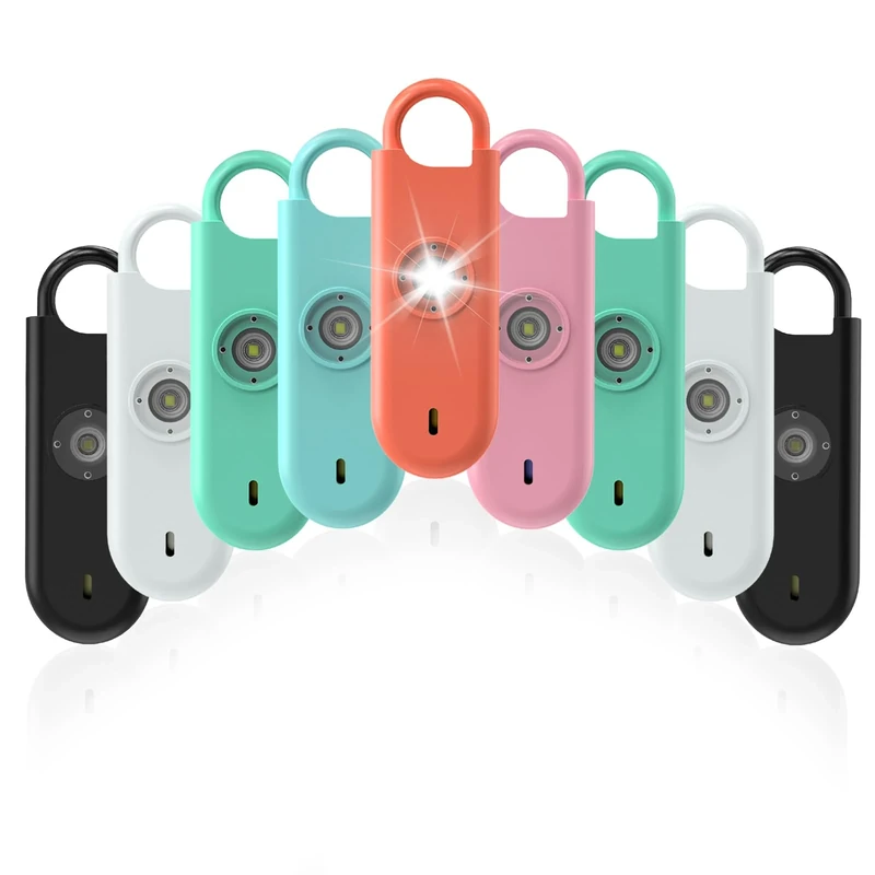 Fauxomor 140dB Alarm - 9 Keychain Set with Strobe & Battery Alert